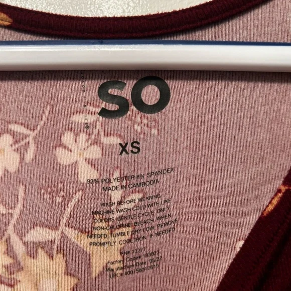 SO Yellow flowers print long sleeved burgundy dress short dress - Picture 6 of 6